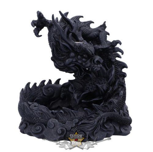 Heilong ázsiai ihletésű sárkányos visszafolyásos füstölő 17,5 cm. U6335X3.   gyertyatartó, füstölő tartó