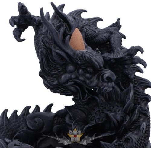 Heilong ázsiai ihletésű sárkányos visszafolyásos füstölő 17,5 cm. U6335X3.   gyertyatartó, füstölő tartó