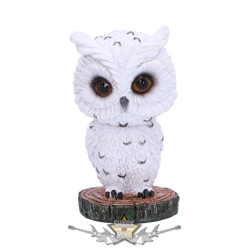 Bobble Feather White Horned Owl Bobble Head Figurine.. bólogatós  állat figura