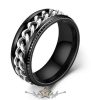 Láncgyűrű rozsdamentes acélból. Fekete - ezüst. Embedded Chain Link Ring Silver.   Acélgyűrű. 