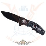   Knife with Demon Head.  L 20. cm. KI. 9. cm. 774-9076.   hobby kés, bicska, tőr, dísztárgy