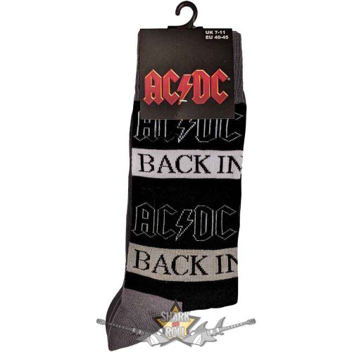 AC/DC - Unisex Ankle Socks. Back In Black (Black) (UK Size 7 - 11)    boka  zokni