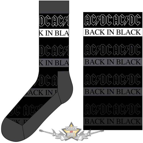AC/DC - Unisex Ankle Socks. Back In Black (Black) (UK Size 7 - 11)    boka  zokni