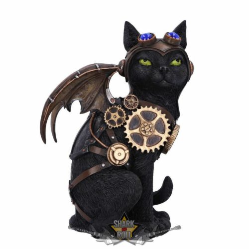 BLACK CAT - Macska figura. Feline flight. 23. cm. D5415T1.  fantasy figura