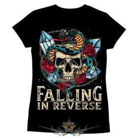 FALLING IN REVERSE - Snake Skull Rose.  női póló