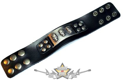 3 koponya - fém plaketten - gomb szegecsekkel.  karkötő, csuklópánt. JVP