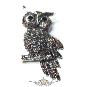   Csillogó Bagoly Bross – Színes Kristályos Vintage Bagoly.   bross, kitűző. 