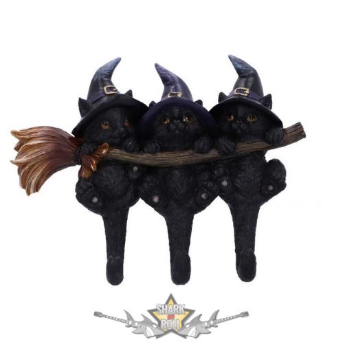 BLACK CAT - Boszorkánysegítők kulcstartó - Witches Helpers Key Hanger 20cm. u5715u1.  fantasy figura