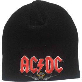   AC/DC - Unisex Beanie Hat.  Red 3D Logo (Black)  import kötött sapka