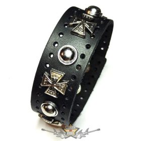   Iron cross - Vas kereszt 4 db fém kereszttel.   karkötő, csuklópánt. JVP