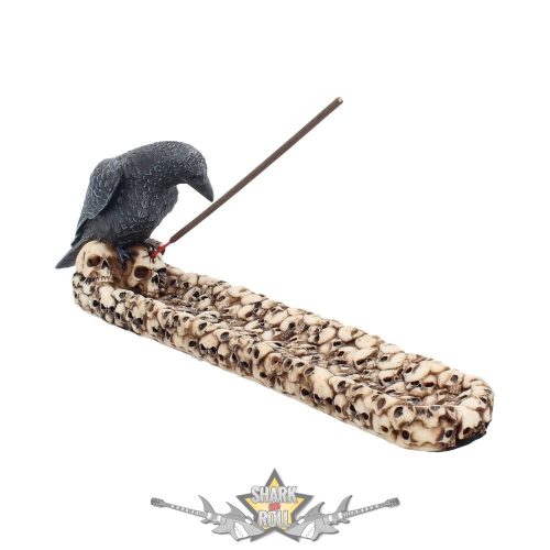 Raven Skull Incense Holder 25cm.  NEN2836.  illatosító,  mécses tartó