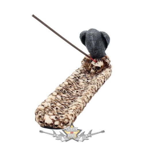 Raven Skull Incense Holder 25cm.  NEN2836.  illatosító,  mécses tartó