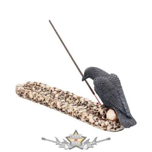 Raven Skull Incense Holder 25cm.  NEN2836.  illatosító,  mécses tartó