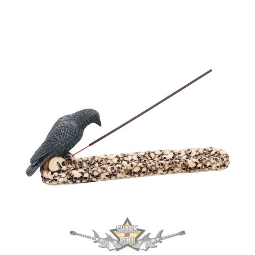 Raven Skull Incense Holder 25cm.  NEN2836.  illatosító,  mécses tartó