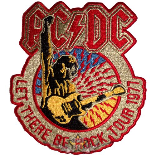AC/DC - Standard Patch. Let There Be Rock Tour 1977 * EXTRA PRÉMIUM *.  hímzett felvarró