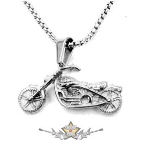   BIKER - MOTOROS DESIGN SILVER. Stainless Steel. JVP.    nyaklánc, medál