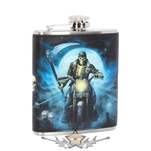 Hell Rider Skull Biker Hip Flask.  7oz. B4095M8. flaska