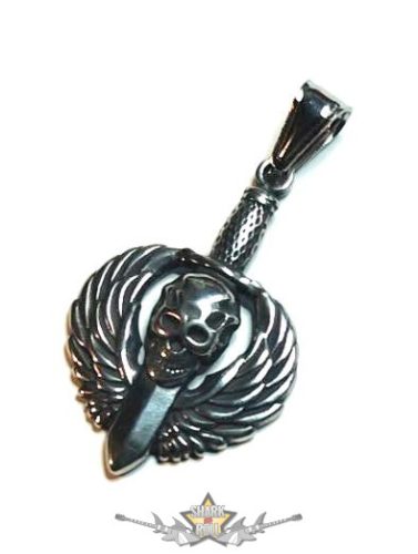 Öngyilkos osztag Darts Wings Dagger medál.   Stainless Steel. JEG.    nyaklánc, medál