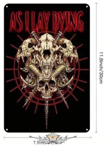 AS I LAY DYING - DEMON SKULLS.   Metal Sign.  20X30.cm. fém tábla kép