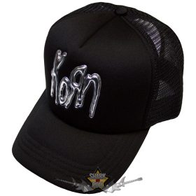  Korn - Unisex Mesh Back Cap.  Sonic Silver Logo (Black) (Back Print)  baseball sapka
