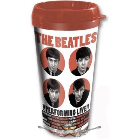   The Beatles - Travel Mug. 1962 Performing Live with Plastic Body. utazó pohár.