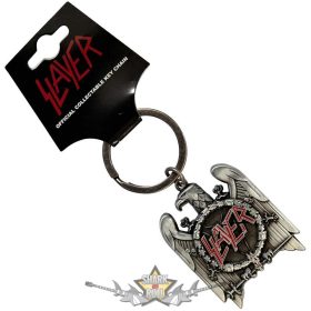   Slayer - Keychain.  Silver Eagle  (Oxidised Chrome Relief With Red Highlights)  import fém kulcstartó