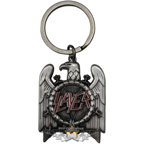Slayer - Keychain.  Silver Eagle  (Oxidised Chrome Relief With Red Highlights)  import fém kulcstartó