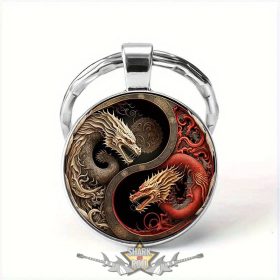 Dragon  - Sárkány Kulcstartó - Nyaklánc  üveg medál kerek kulcstartó.   fém kulcstartó   Dragon  - Sárkány Kulcstartó - Nyaklánc  üveg medál kerek kulcstartó.   fém kulcstartó