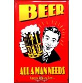 BEER - ALL A MAN NEEDS.  20X30.cm. fém tábla kép