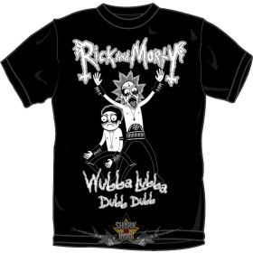 RICK AND MORTY -  WUBBA LUBBA Metal  T-Shirt BLACK.  S.P.  filmes  póló   RICK AND MORTY -  WUBBA LUBBA Metal  T-Shirt BLACK.  S.P.  filmes  póló