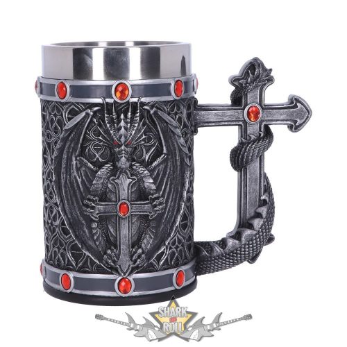 Obsidian Tankard - Exclusive Silver Dragon Obsidian Tankard 17.5cm. B5234SO. Tankard Mug. korsó, kehely. 