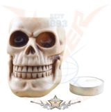   Tea light holder skull - fehér színű, fényes. 839-9905.  gyertya tartó, mécses tartó