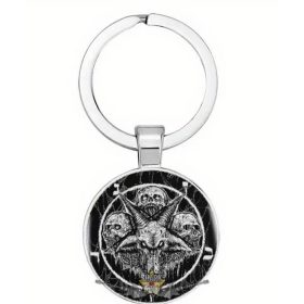 BAPHOMET - Démon kulcstartó, üveg medál kerek kulcstartó.   fém kulcstartó, sörnyitó   BAPHOMET - Démon kulcstartó, üveg medál kerek kulcstartó.   fém kulcstartó, sörnyitó