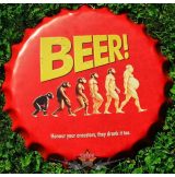   BEER ! -  Bottle Cap Tin Sign . 14.cm.  kerek fém tábla kép 