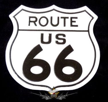 ROUTE 66 - Fehér.  fém matrica, mágnes