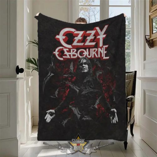 Ozzy Osbourne - zenekar logó nyomtatású flanel takaró  import  ágyTAKARÓ