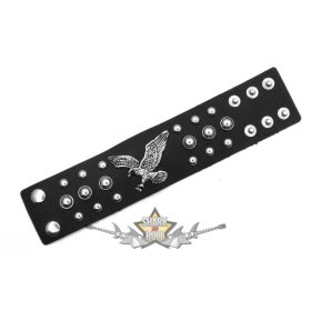   3 soros , gömb szegecses, fém sas mintával.  csuklópánt, csuklószorító. JVP.