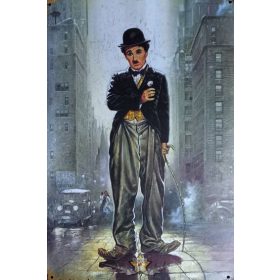 Charlis Chaplin - New York.  20X30.cm. fém tábla kép