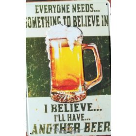 BEER - iBelieve.   Metal Sign.  20X30.cm. fém tábla kép