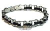 BIKERS - Motorcycle Chain Bracelet. black insert  . 12.mm.  chrom  karkötő. 