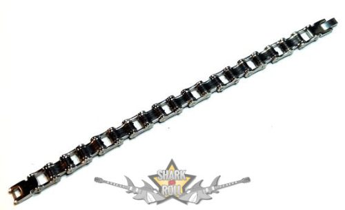 BIKERS - Motorcycle Chain Bracelet. black insert  . 12.mm.  chrom  karkötő. 