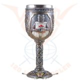   Medieval Crest Goblet  Középkori keresztes serlege.Serleg fémmel. 10X10X20. cm. 816-9178.  fantasy dísz,kehely