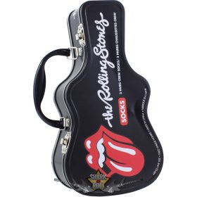   The Rolling Stones - Unisex Sock Guitar Tin.  Logos (Black) (UK Size 6.5 - 11)  Fémdobozos Limitált zokni szett