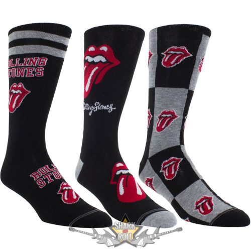 The Rolling Stones - Unisex Sock Guitar Tin.  Logos (Black) (UK Size 6.5 - 11)  Fémdobozos Limitált zokni szett