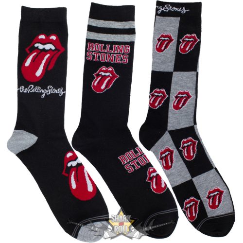 The Rolling Stones - Unisex Sock Guitar Tin.  Logos (Black) (UK Size 6.5 - 11)  Fémdobozos Limitált zokni szett