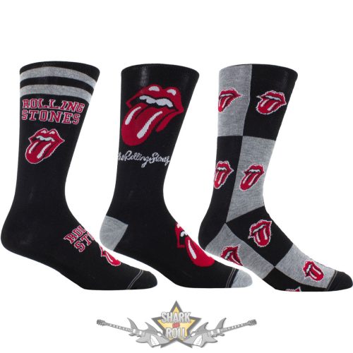 The Rolling Stones - Unisex Sock Guitar Tin.  Logos (Black) (UK Size 6.5 - 11)  Fémdobozos Limitált zokni szett