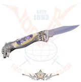   WOLF - Kés farkas FEJ, acélpenge. 21 X 8.cm. 774-1132.   hobby kés, bicska, tőr, dísztárgy