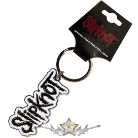   Slipknot - Keychain.  Black Logo White Border.  import fém kulcstartó