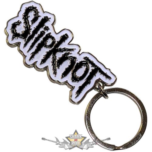 Slipknot - Keychain.  Black Logo White Border.  import fém kulcstartó