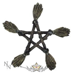   Boszorkány csillag * Broomstick Wall Plaque 19cm.  koponya figura, 